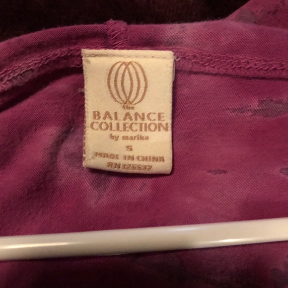 Pink and purple v neck hooded long sleeve top - Picture 3 of 3